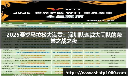 2025赛季马拉松大满贯：深圳队迎战大同队的荣誉之战之夜