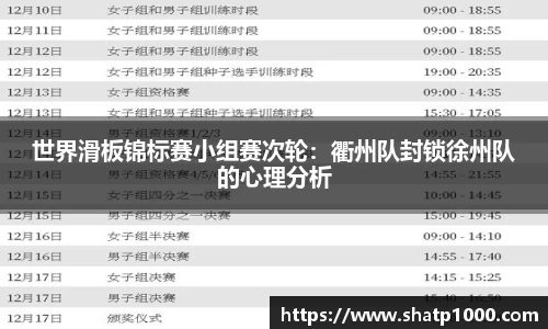 世界滑板锦标赛小组赛次轮：衢州队封锁徐州队的心理分析