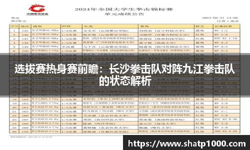 选拔赛热身赛前瞻：长沙拳击队对阵九江拳击队的状态解析